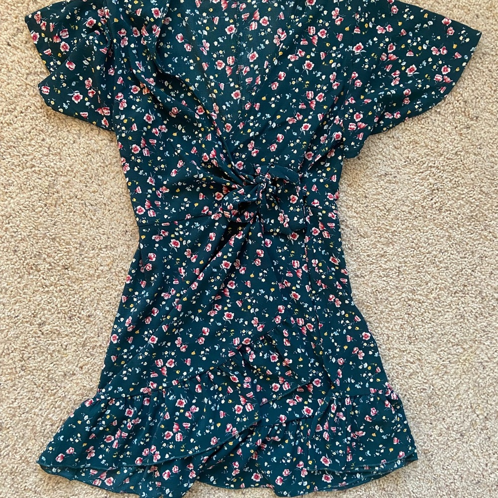Amazon Floral Midi Dress - Teal and Pink